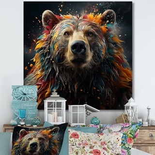 Designart "Multicolor Grizzly Bear Grace" Bear 2 Wall Art - Bed Bath